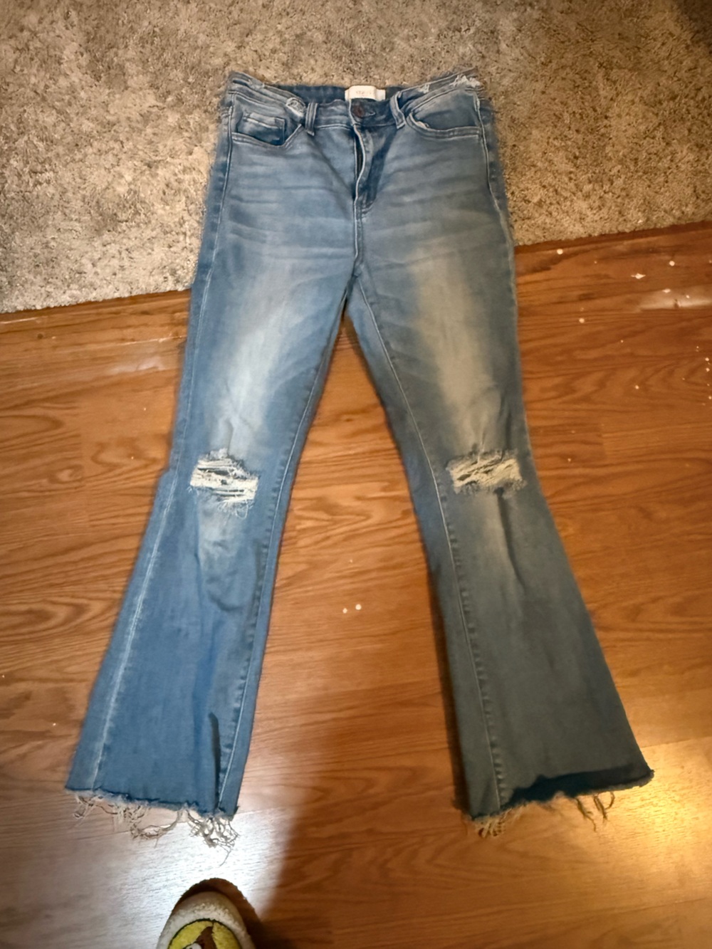 Women’s Light Blue Distressed Flare Jeans